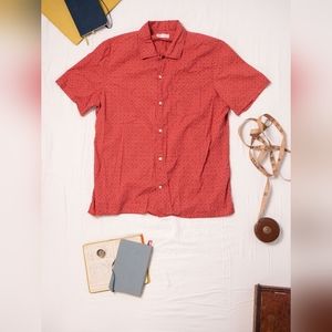 Gap Cotton Button Up- Orange Geometric Print